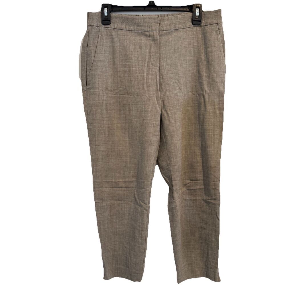 THEORY Treeca 4 Plaid Wool Cropped Pants Workwear Office Tan‎ size 10 women's
